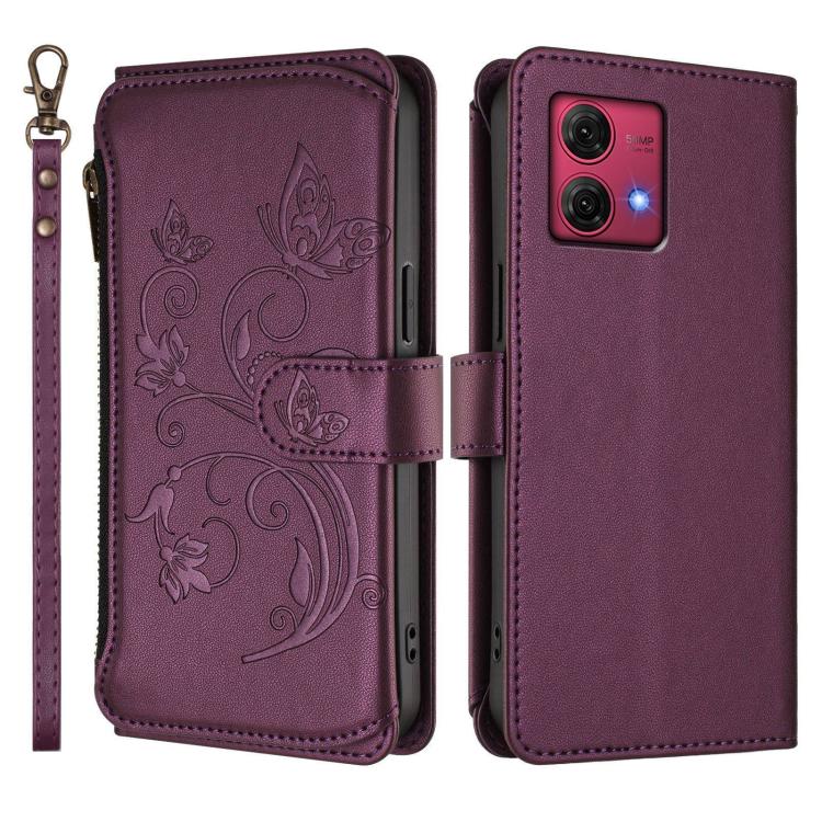For Motorola Moto G84 5G Butterfly Love Flower Multi-card Zipper Wallet Leather Phone Case