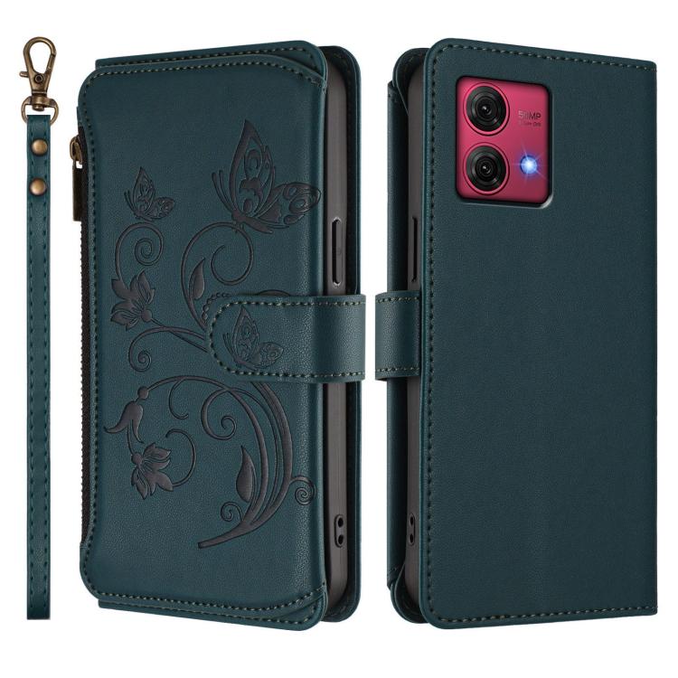For Motorola Moto G84 5G Butterfly Love Flower Multi-card Zipper Wallet Leather Phone Case