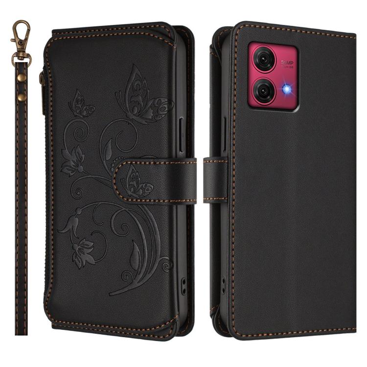 For Motorola Moto G84 5G Butterfly Love Flower Multi-card Zipper Wallet Leather Phone Case