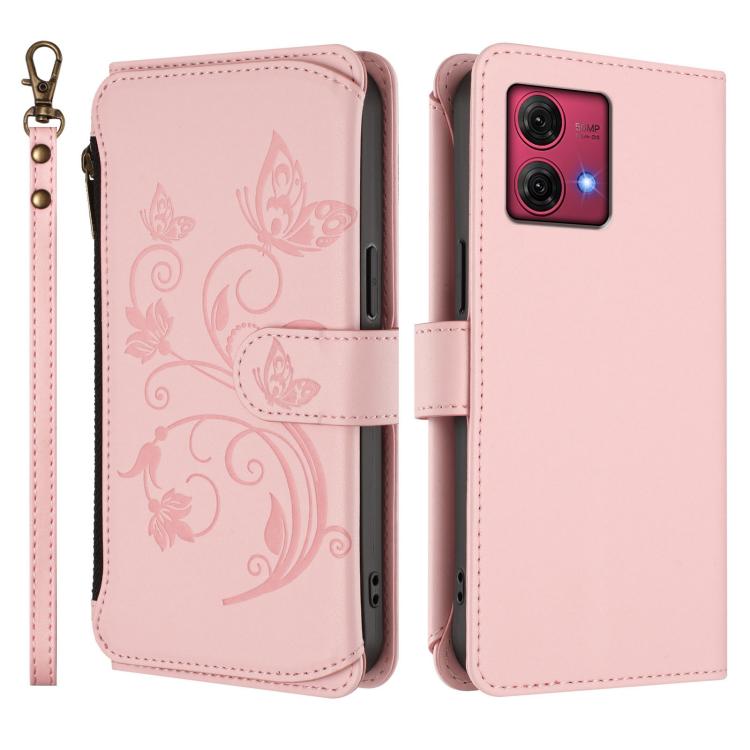 For Motorola Moto G84 5G Butterfly Love Flower Multi-card Zipper Wallet Leather Phone Case