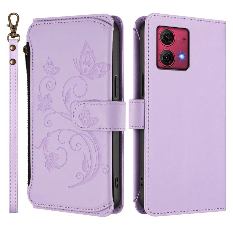For Motorola Moto G84 5G Butterfly Love Flower Multi-card Zipper Wallet Leather Phone Case