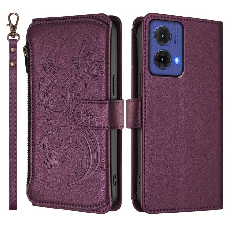 For Motorola Moto G85 5G Butterfly Love Flower Multi-card Zipper Wallet Leather Phone Case