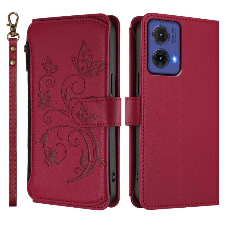 For Motorola Moto G85 5G Butterfly Love Flower Multi-card Zipper Wallet Leather Phone Case