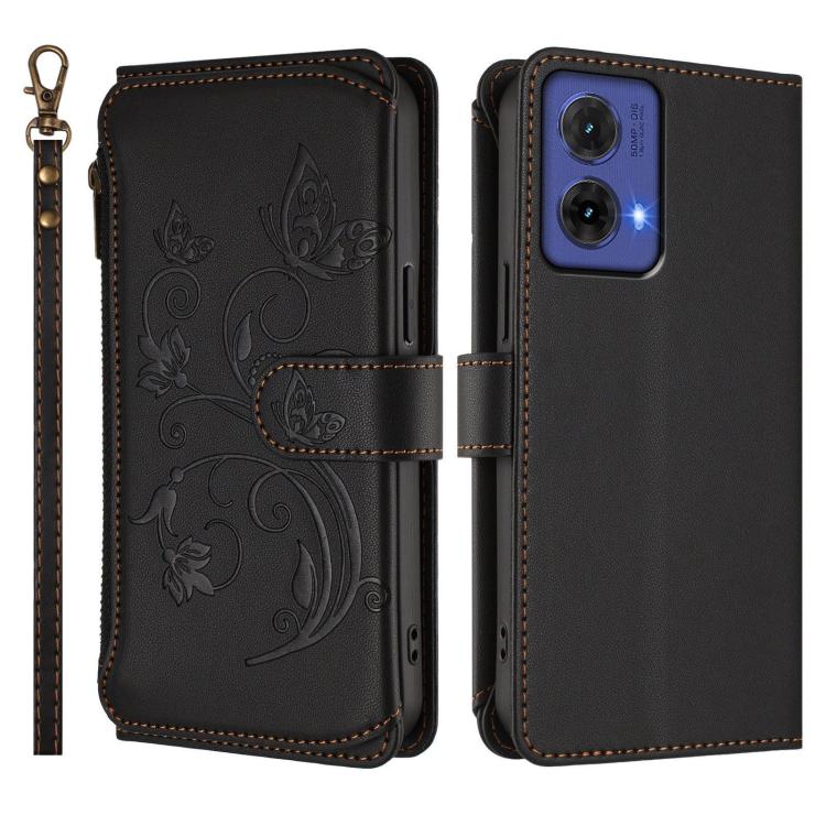 For Motorola Moto G85 5G Butterfly Love Flower Multi-card Zipper Wallet Leather Phone Case