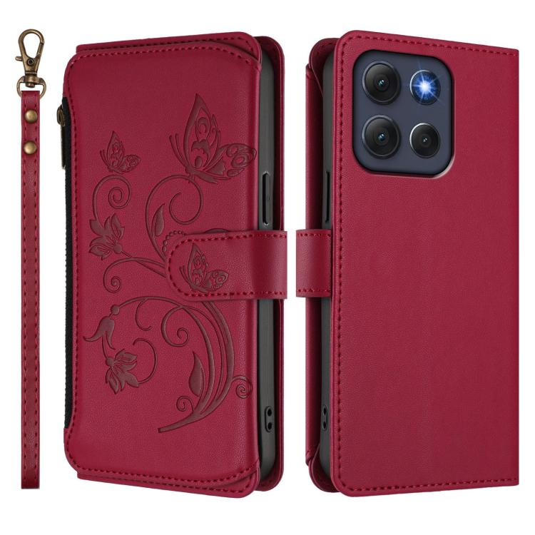 For Motorola Moto G86 5G Butterfly Love Flower Multi-card Zipper Wallet Leather Phone Case
