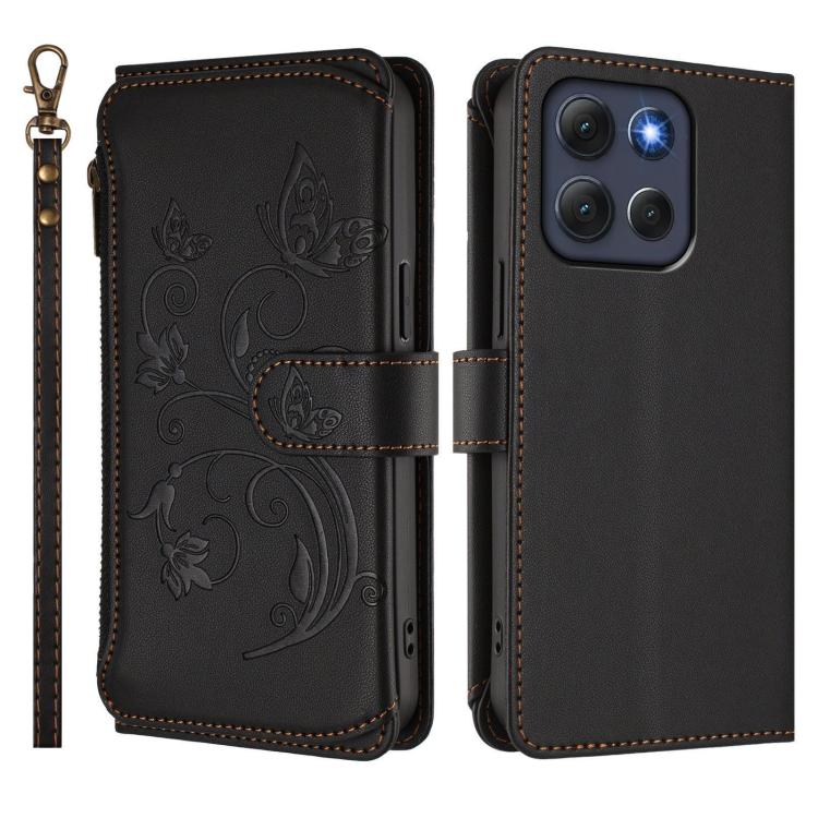 For Motorola Moto G86 5G Butterfly Love Flower Multi-card Zipper Wallet Leather Phone Case