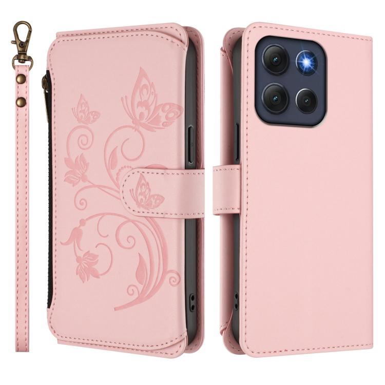 For Motorola Moto G86 5G Butterfly Love Flower Multi-card Zipper Wallet Leather Phone Case