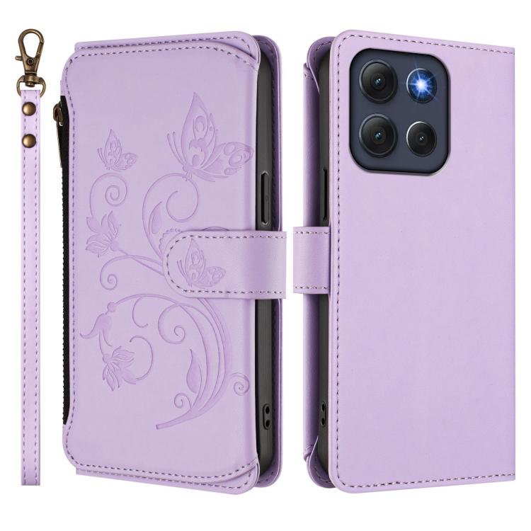 For Motorola Moto G86 5G Butterfly Love Flower Multi-card Zipper Wallet Leather Phone Case