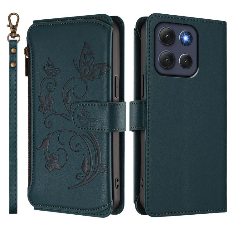 For Motorola Moto G86 Power Butterfly Love Flower Multi-card Zipper Wallet Leather Phone Case