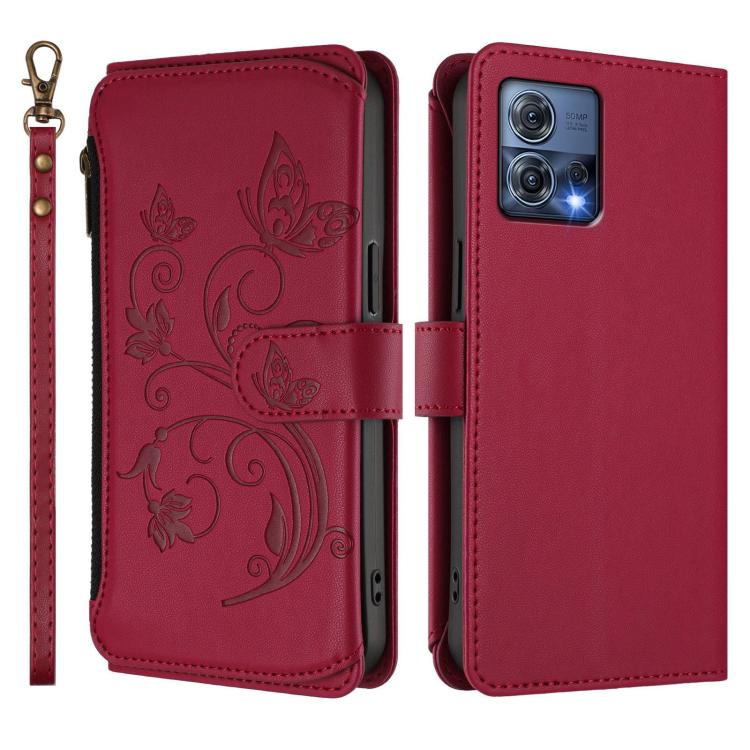 For Motorola Moto S30 Pro Butterfly Love Flower Multi-card Zipper Wallet Leather Phone Case