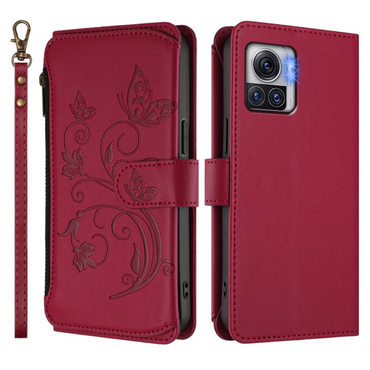 For Motorola Moto X30 Pro 5G Butterfly Love Flower Multi-card Zipper Wallet Leather Phone Case