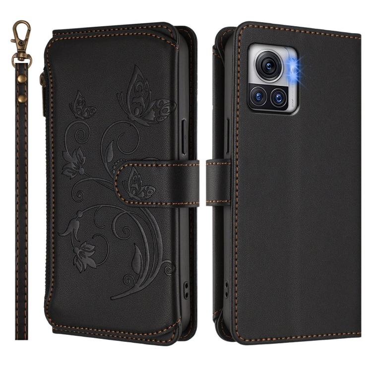 For Motorola Moto X30 Pro 5G Butterfly Love Flower Multi-card Zipper Wallet Leather Phone Case