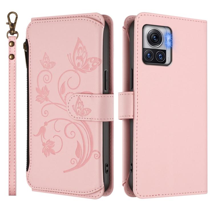 For Motorola Moto X30 Pro 5G Butterfly Love Flower Multi-card Zipper Wallet Leather Phone Case