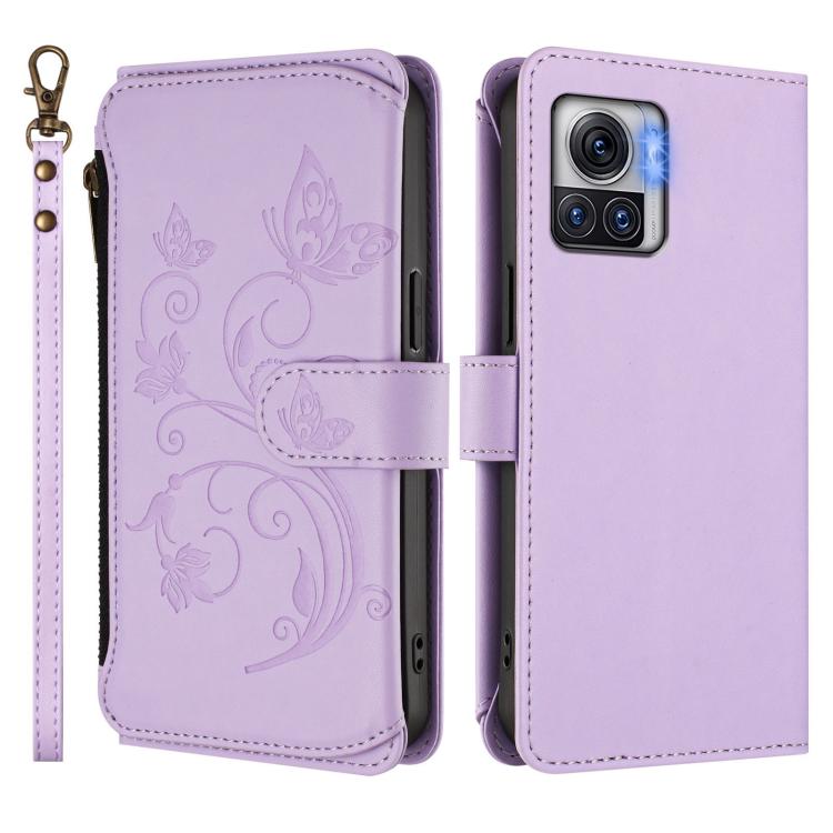 For Motorola Moto X30 Pro 5G Butterfly Love Flower Multi-card Zipper Wallet Leather Phone Case