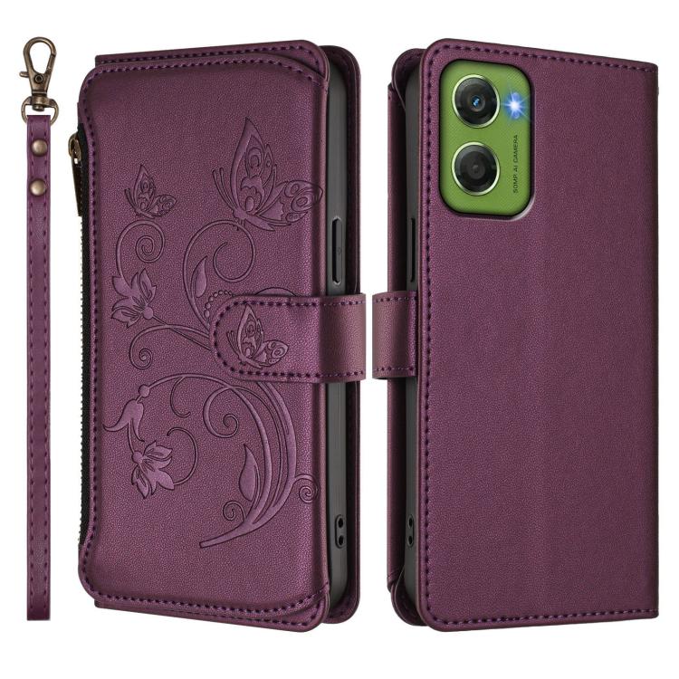 For Motorola Moto G06 4G Butterfly Love Flower Multi-card Zipper Wallet Leather Phone Case