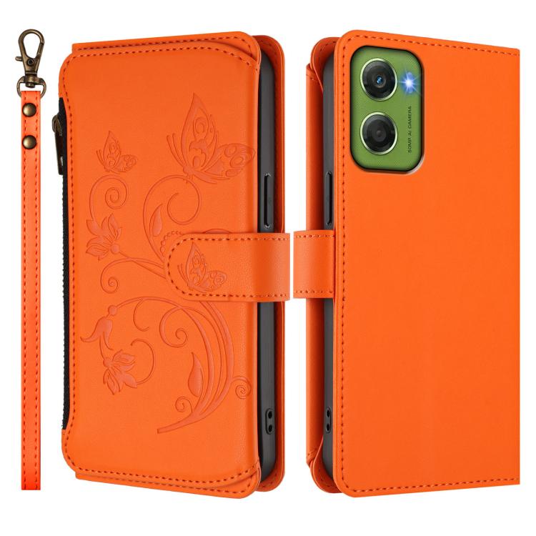 For Motorola Moto G06 4G Butterfly Love Flower Multi-card Zipper Wallet Leather Phone Case