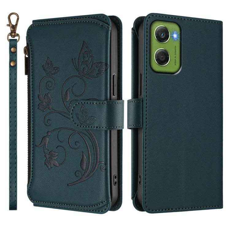 For Motorola Moto G06 4G Butterfly Love Flower Multi-card Zipper Wallet Leather Phone Case