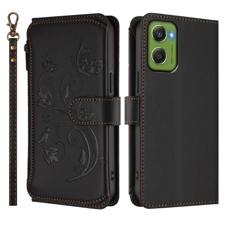 For Motorola Moto G06 4G Butterfly Love Flower Multi-card Zipper Wallet Leather Phone Case