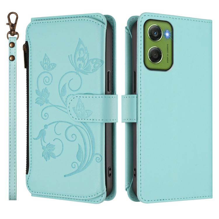 For Motorola Moto G06 4G Butterfly Love Flower Multi-card Zipper Wallet Leather Phone Case