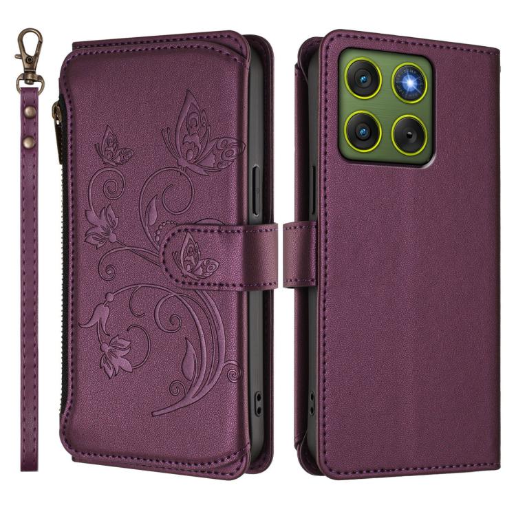 For Motorola Moto X70 Air / Edge 70 5G Butterfly Love Flower Multi-card Zipper Wallet Leather Phone Case