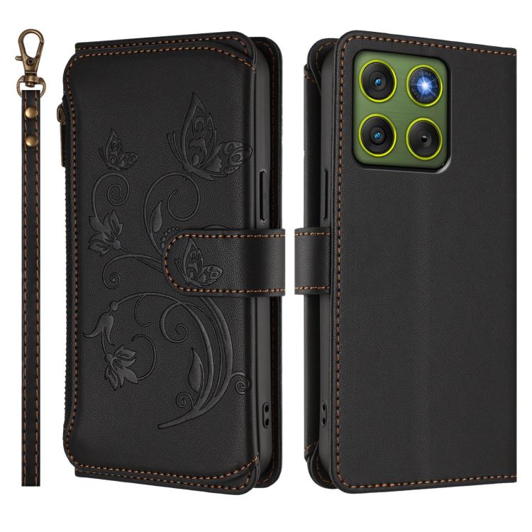For Motorola Moto X70 Air / Edge 70 5G Butterfly Love Flower Multi-card Zipper Wallet Leather Phone Case