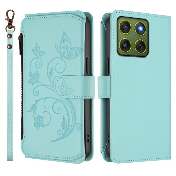 For Motorola Moto X70 Air / Edge 70 5G Butterfly Love Flower Multi-card Zipper Wallet Leather Phone Case