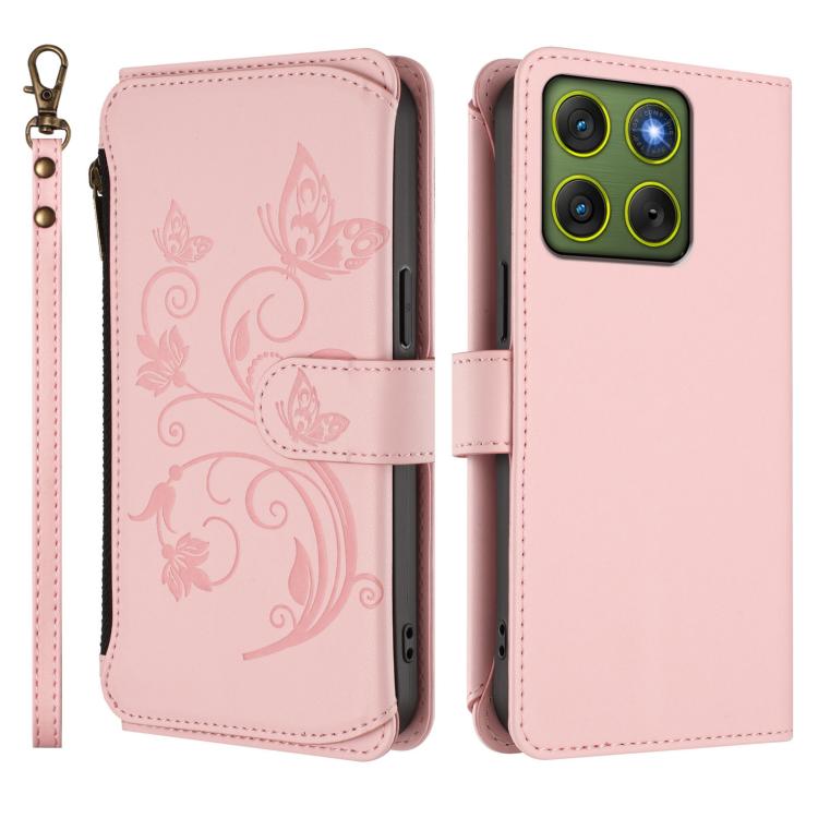 For Motorola Moto X70 Air / Edge 70 5G Butterfly Love Flower Multi-card Zipper Wallet Leather Phone Case