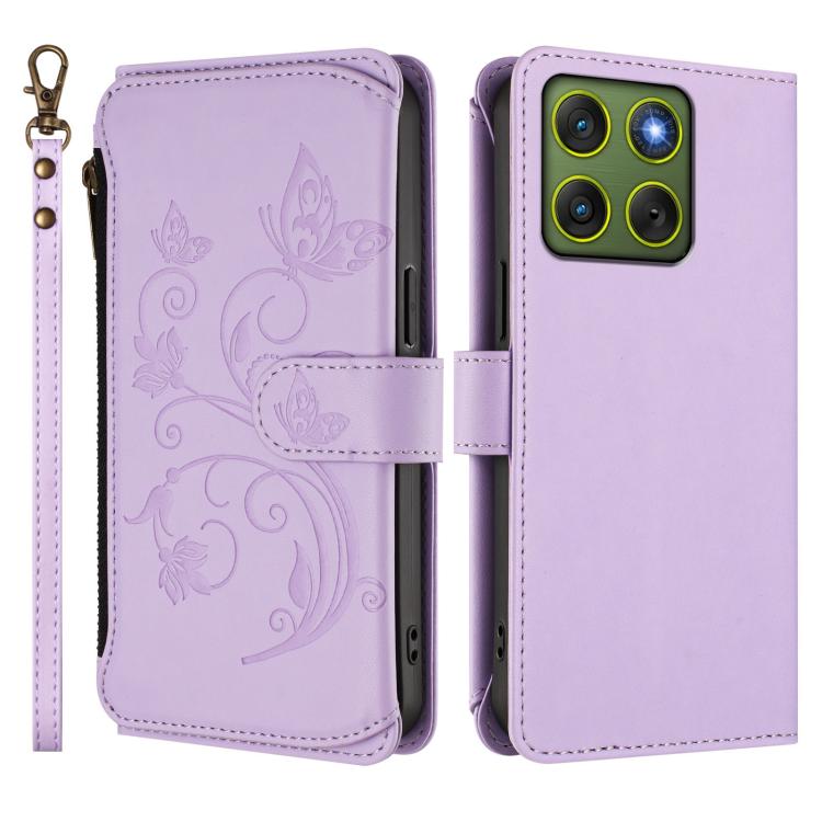 For Motorola Moto X70 Air / Edge 70 5G Butterfly Love Flower Multi-card Zipper Wallet Leather Phone Case