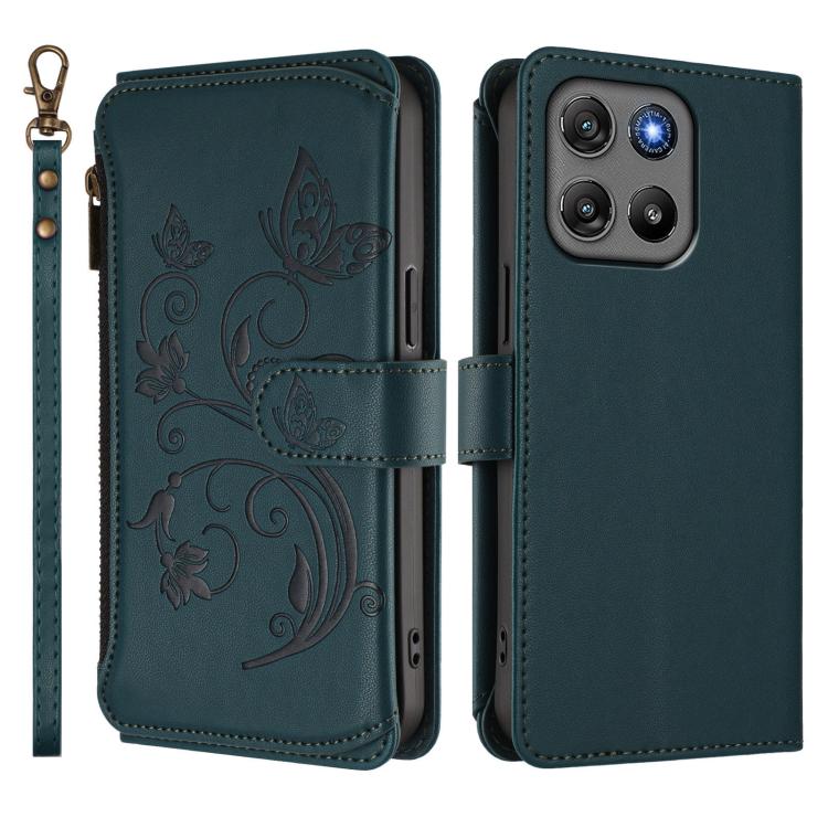 For Motorola Moto G67 Power 5G Butterfly Love Flower Multi-card Zipper Wallet Leather Phone Case