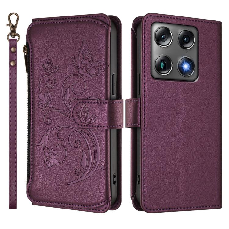 For Motorola Moto Signature 5G Butterfly Love Flower Multi-card Zipper Wallet Leather Phone Case