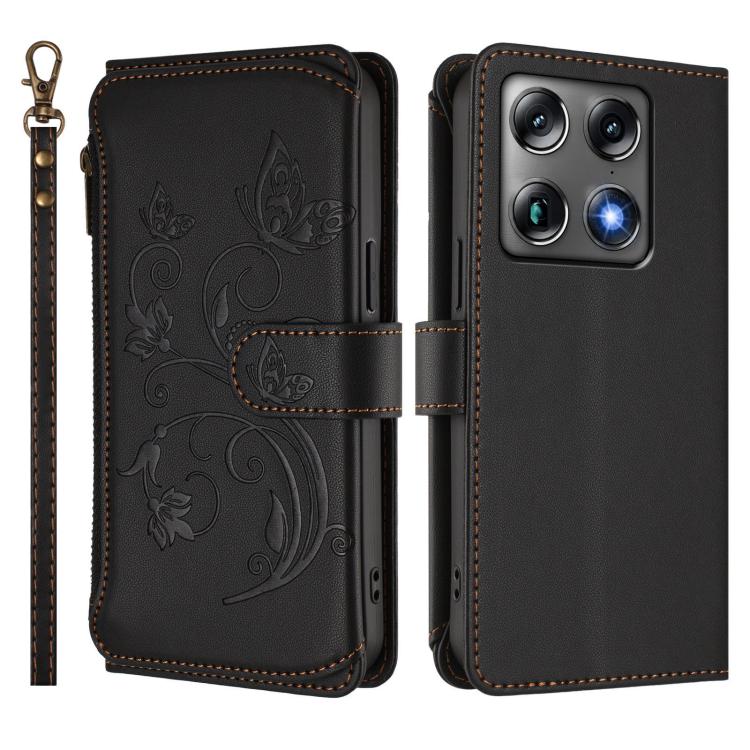 For Motorola Moto Signature 5G Butterfly Love Flower Multi-card Zipper Wallet Leather Phone Case