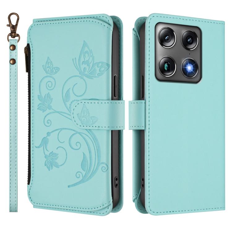 For Motorola Moto Signature 5G Butterfly Love Flower Multi-card Zipper Wallet Leather Phone Case