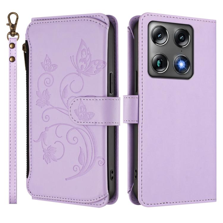 For Motorola Moto Signature 5G Butterfly Love Flower Multi-card Zipper Wallet Leather Phone Case