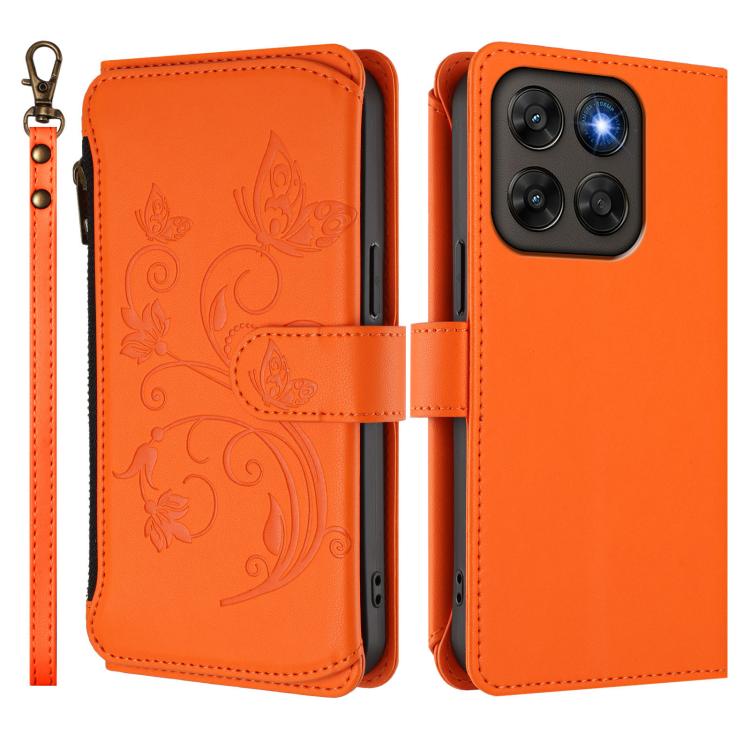 For Motorola Moto G87 / G67 5G / G77 5G Butterfly Love Flower Multi-card Zipper Wallet Leather Phone Case
