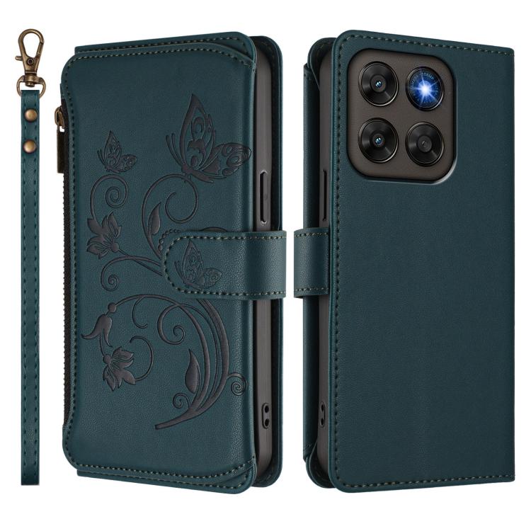 For Motorola Moto G87 / G67 5G / G77 5G Butterfly Love Flower Multi-card Zipper Wallet Leather Phone Case