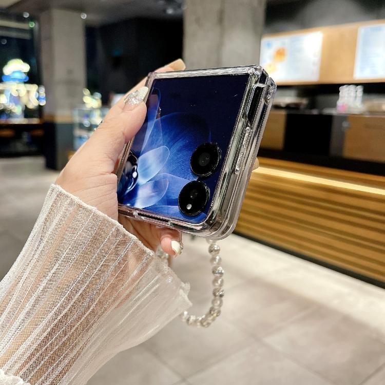 For Xiaomi Mix Flip Pearlescent Shell Texture Heart Pattern Phone Case with Bracelet