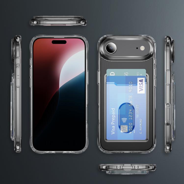 For iPhone Air Crystal Clear Card Slot PC Hybrid TPU Phone Case - Transparent