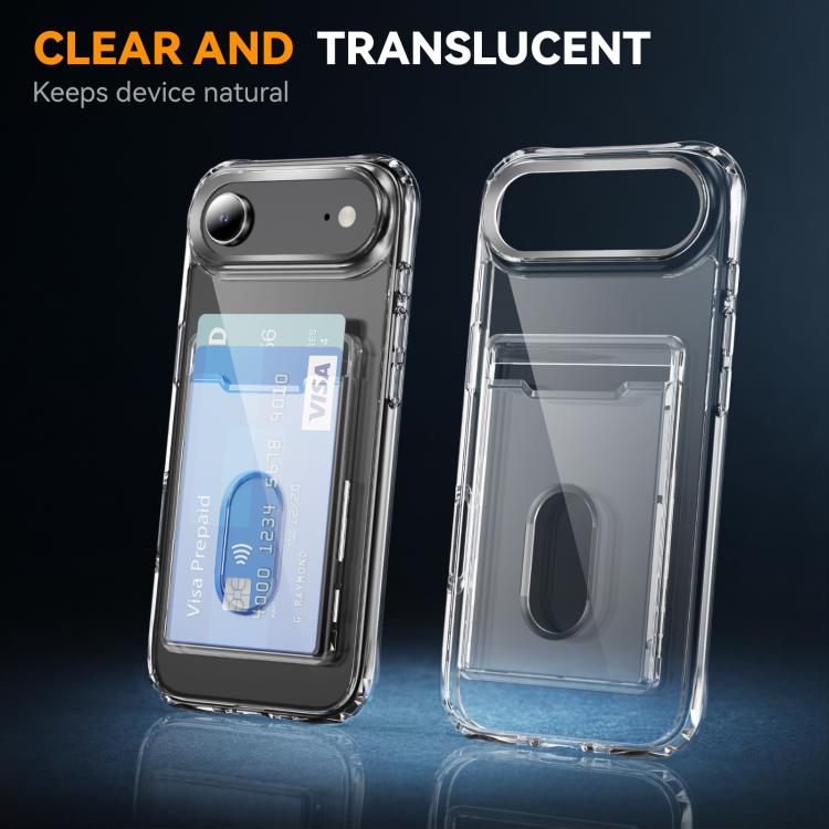 For iPhone Air Crystal Clear Card Slot PC Hybrid TPU Phone Case - Transparent