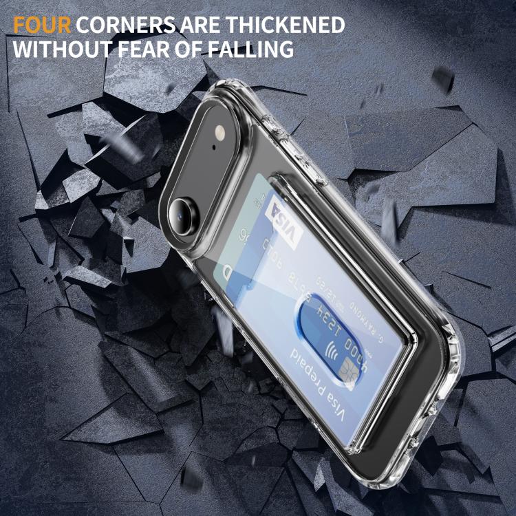For iPhone Air Crystal Clear Card Slot PC Hybrid TPU Phone Case - Transparent