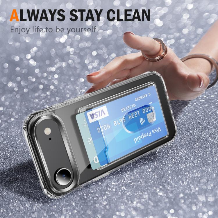 For iPhone Air Crystal Clear Card Slot PC Hybrid TPU Phone Case - Transparent