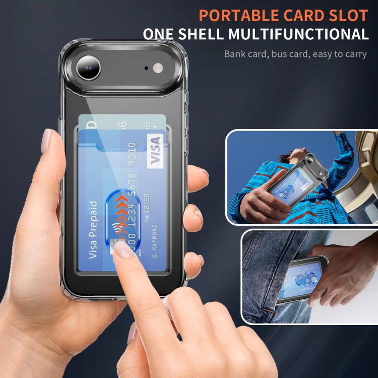 For iPhone Air Crystal Clear Card Slot PC Hybrid TPU Phone Case - Transparent