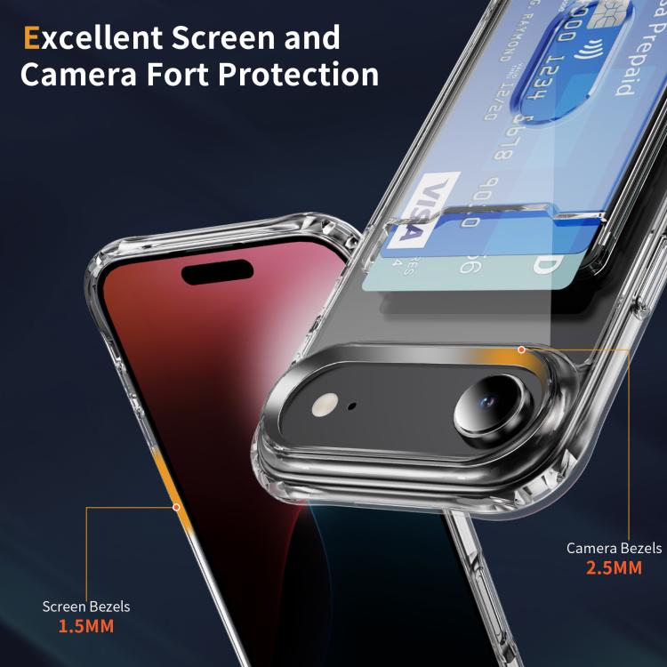 For iPhone Air Crystal Clear Card Slot PC Hybrid TPU Phone Case - Transparent