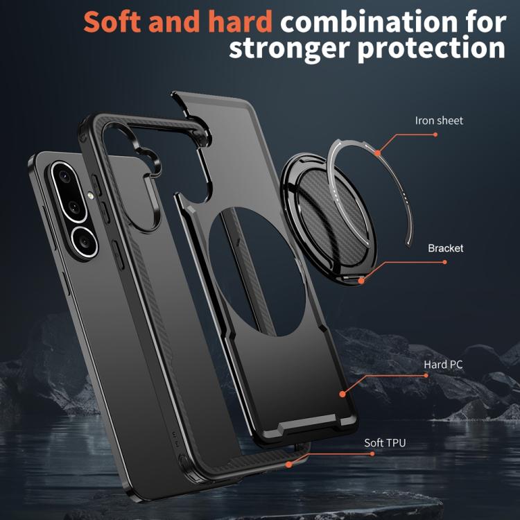 For Samsung Galaxy M56 5G / F56 5G Metal 360 Degree Rotation Holder MagSafe Phone Case