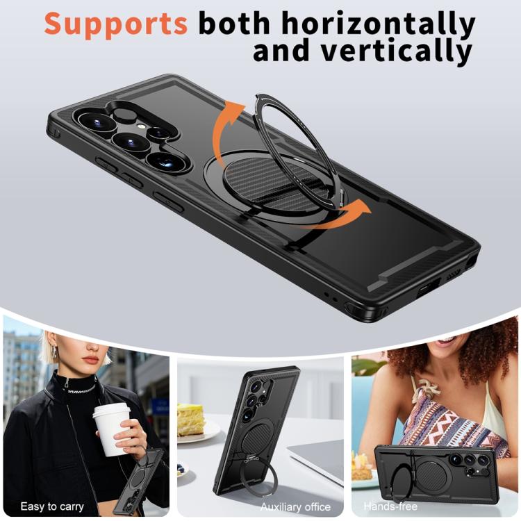 For Samsung Galaxy S25 Ultra 5G Metal 360 Degree Rotation Holder MagSafe Phone Case