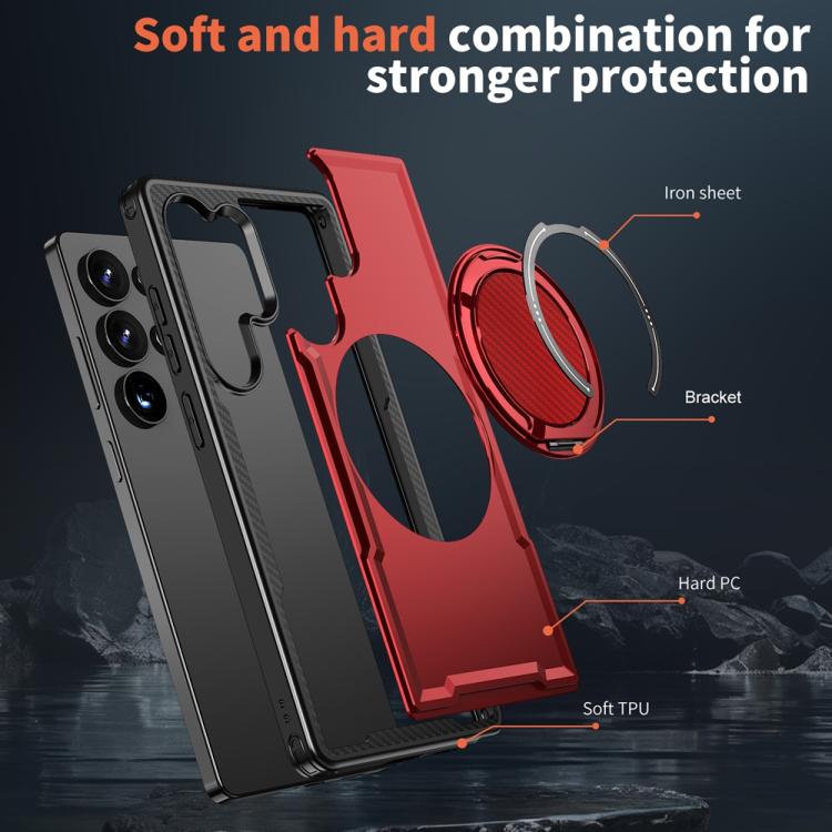 For Samsung Galaxy S25 Ultra 5G Metal 360 Degree Rotation Holder MagSafe Phone Case