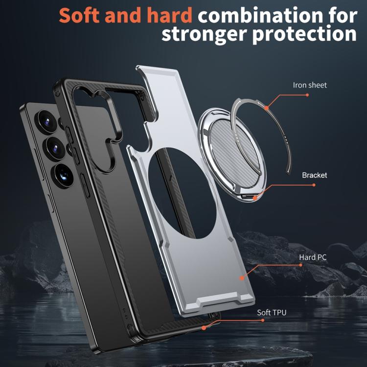 For Samsung Galaxy S25 Ultra 5G Metal 360 Degree Rotation Holder MagSafe Phone Case