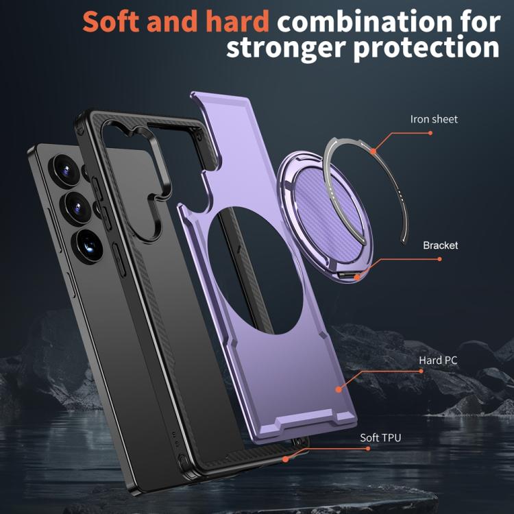 For Samsung Galaxy S25 Ultra 5G Metal 360 Degree Rotation Holder MagSafe Phone Case