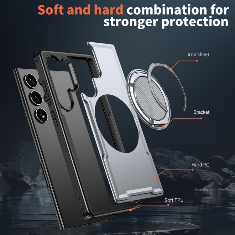 For Samsung Galaxy S24 Ultra 5G Metal 360 Degree Rotation Holder MagSafe Phone Case