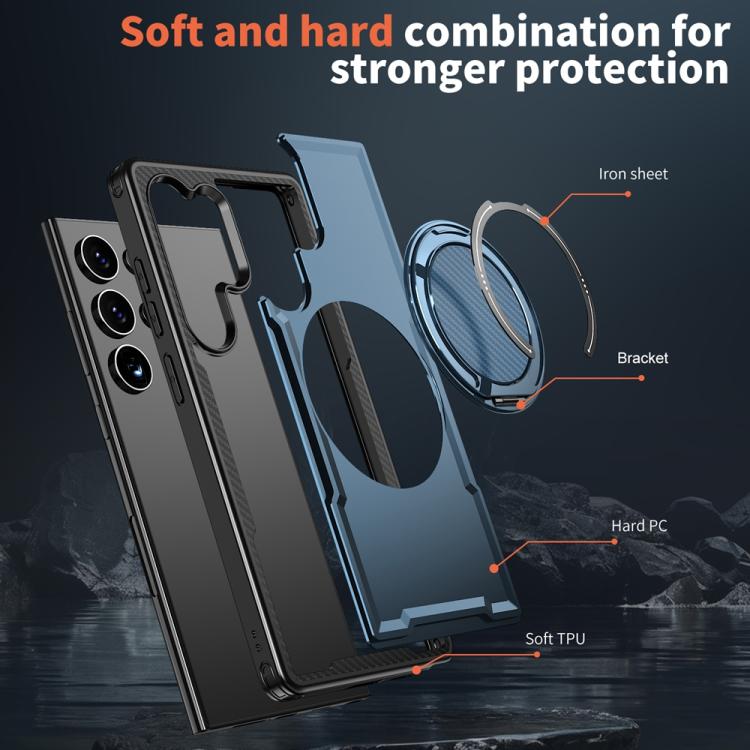 For Samsung Galaxy S24 Ultra 5G Metal 360 Degree Rotation Holder MagSafe Phone Case