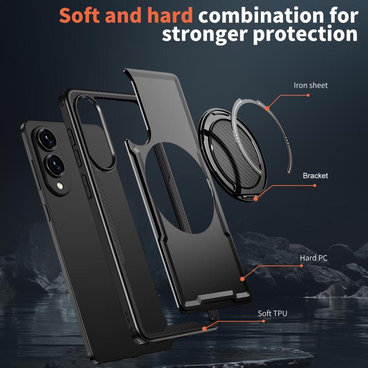 For Samsung Galaxy S25 Edge 5G Metal 360 Degree Rotation Holder MagSafe Phone Case